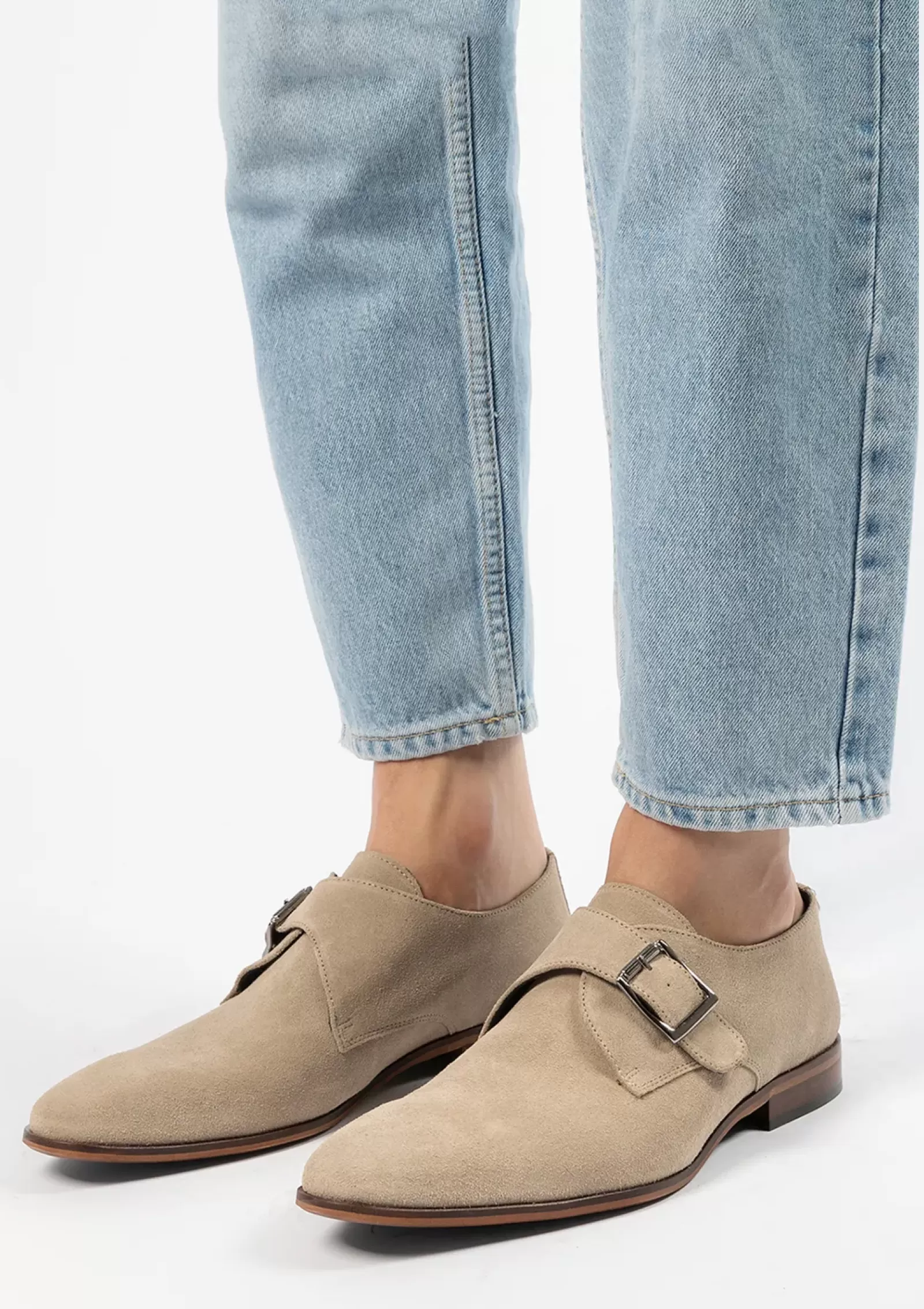 Hommes Sacha Chaussures À Boucle<Chaussures À Boucles En Daim - Taupe