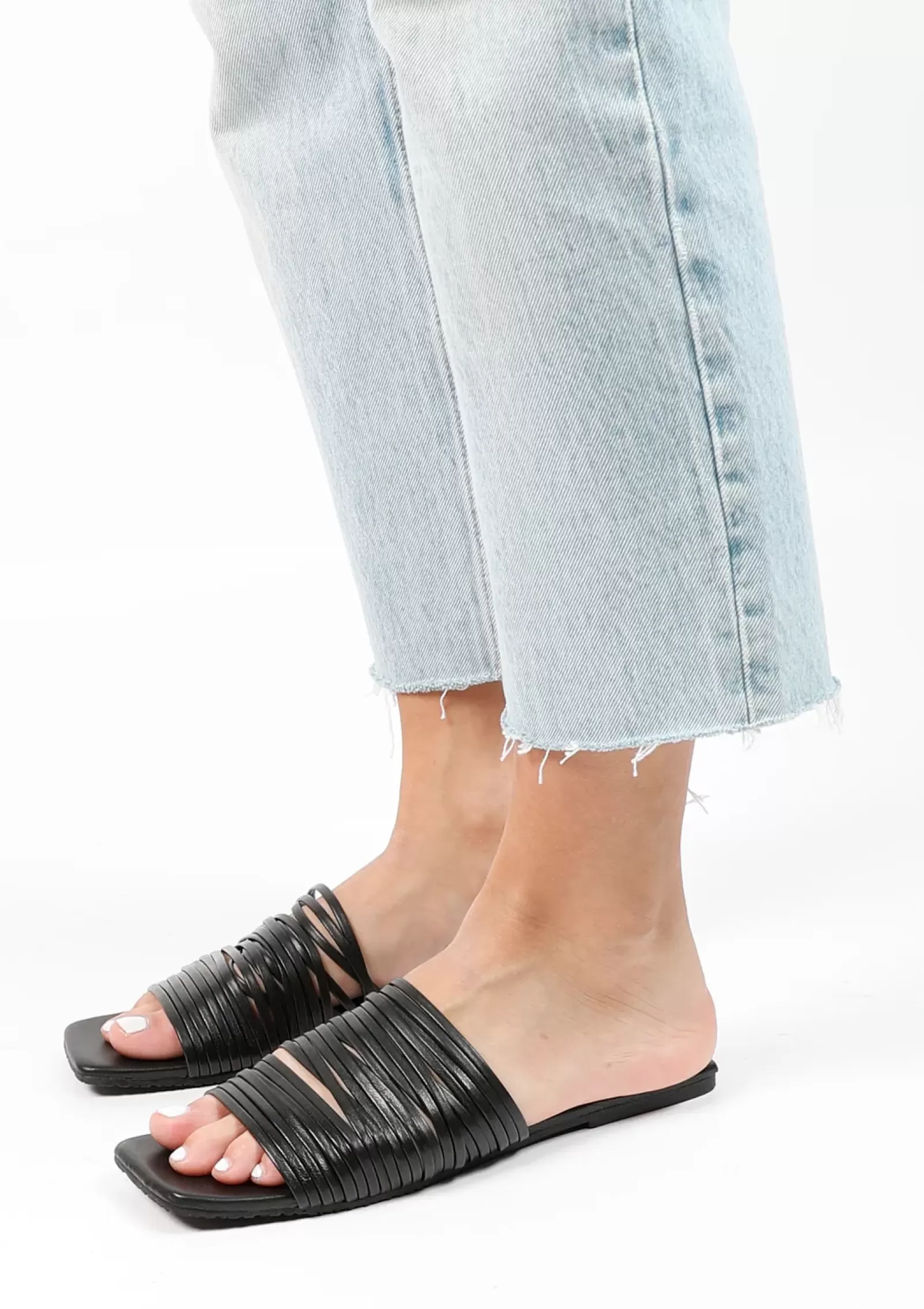 Femmes Sacha Claquettes<Claquettes En Cuir Avec Brides - Noir